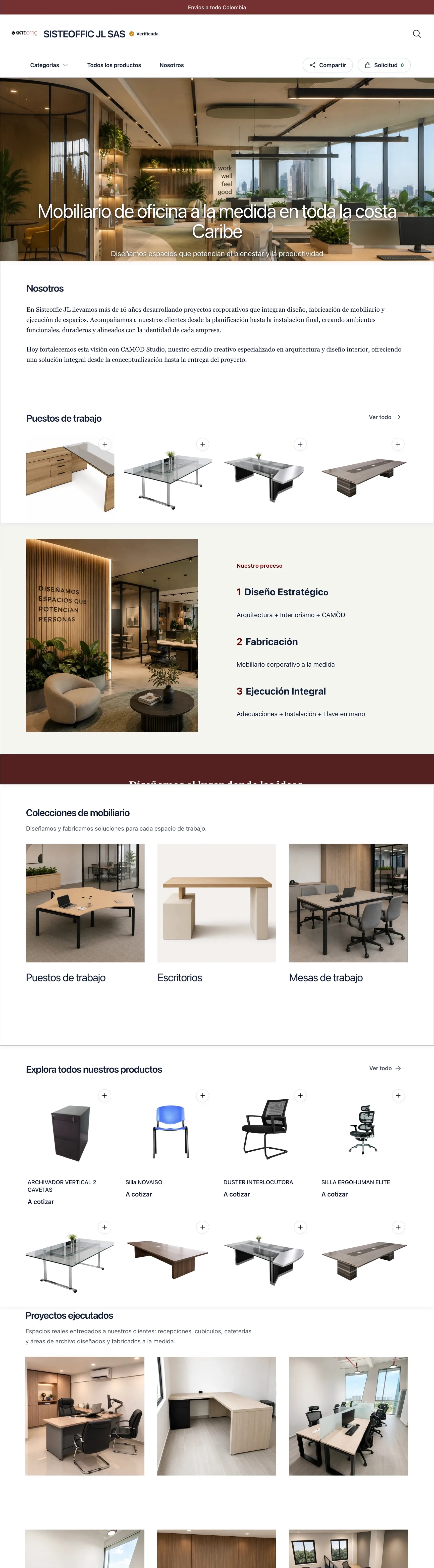 Presentación de Sisteoffic, su proceso, colecciones, productos y proyectos entregados.